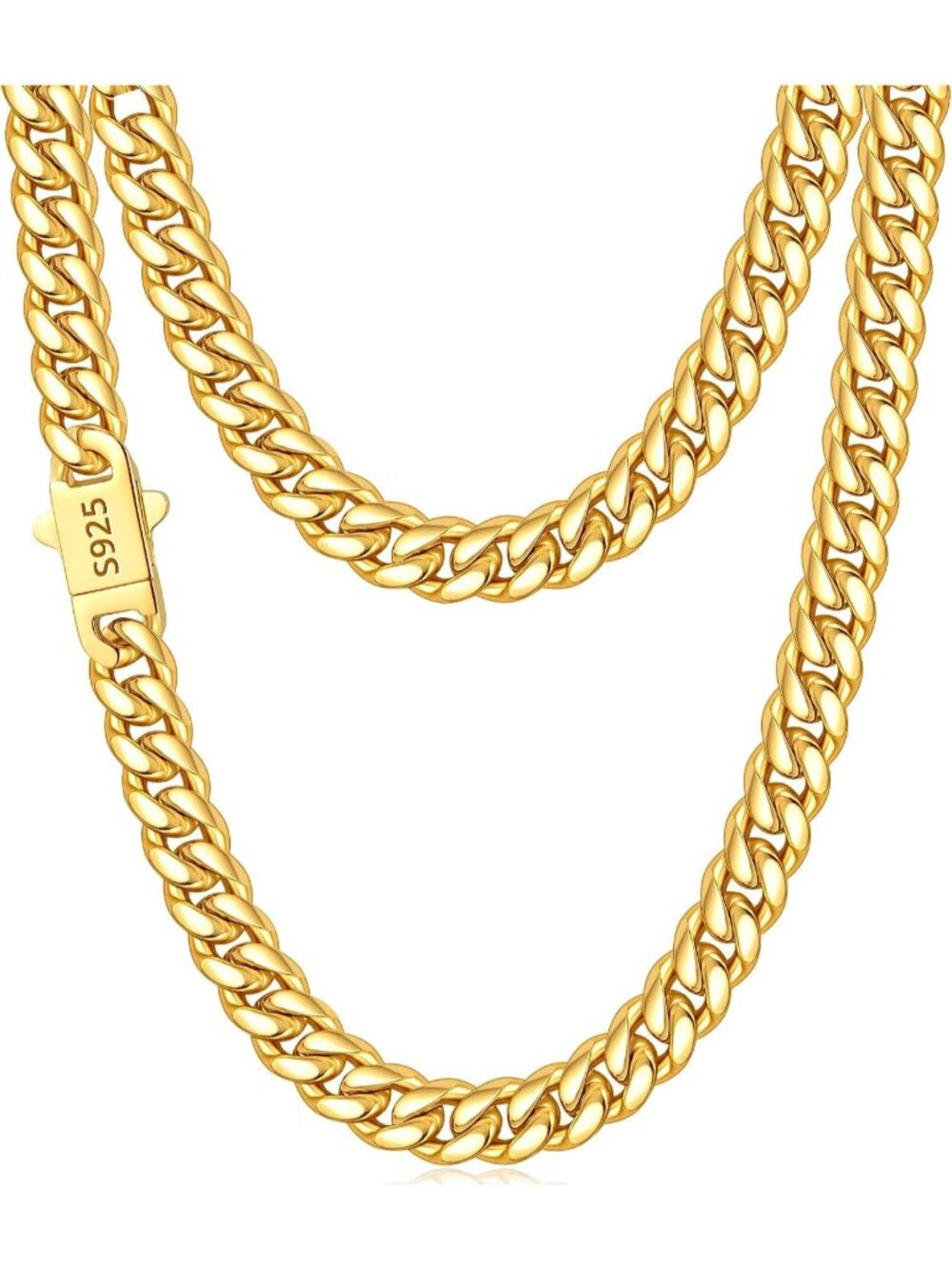 Men's Gold 7mm Cuban Chain 18K Gold Plated 925 Sterling Silver Necklace 18-26